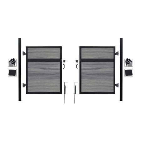 Jewett Cameron Companies Estate 10'W x 6'H Oxford Grey Aluminum/Composite Adjustable Fence Double Gate Kit- IN GROUND ONLY EF ET2206